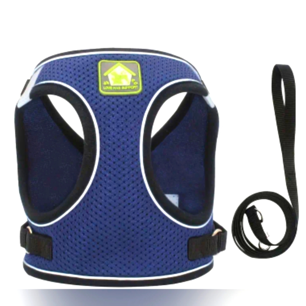 Cat/Dog Adjustable No Escape Breathable Harness NWT Reflective Strips & Leash